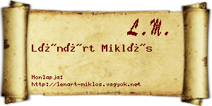 Lénárt Miklós névjegykártya